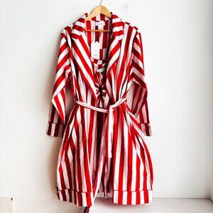 Denise Rae Cami Robe Set w Hair Scrunchie Red White Stripe XL